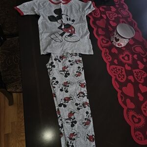 Disney Mickey Mouse Gray and Red Pajama Set